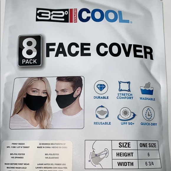 32 Degrees Cool Unisex Adult Face Masks, 8-Pack - Picture 14 of 16